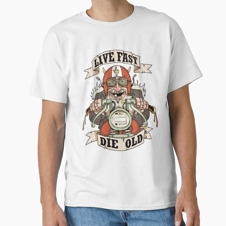 Live Fast, die Old - Old biker caricature by L'atelier de Grôchat