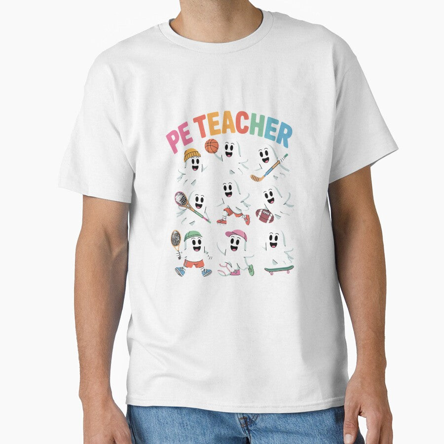 Halloween PE Teacher Ghost Playing Soccer Football by RuthGAArt