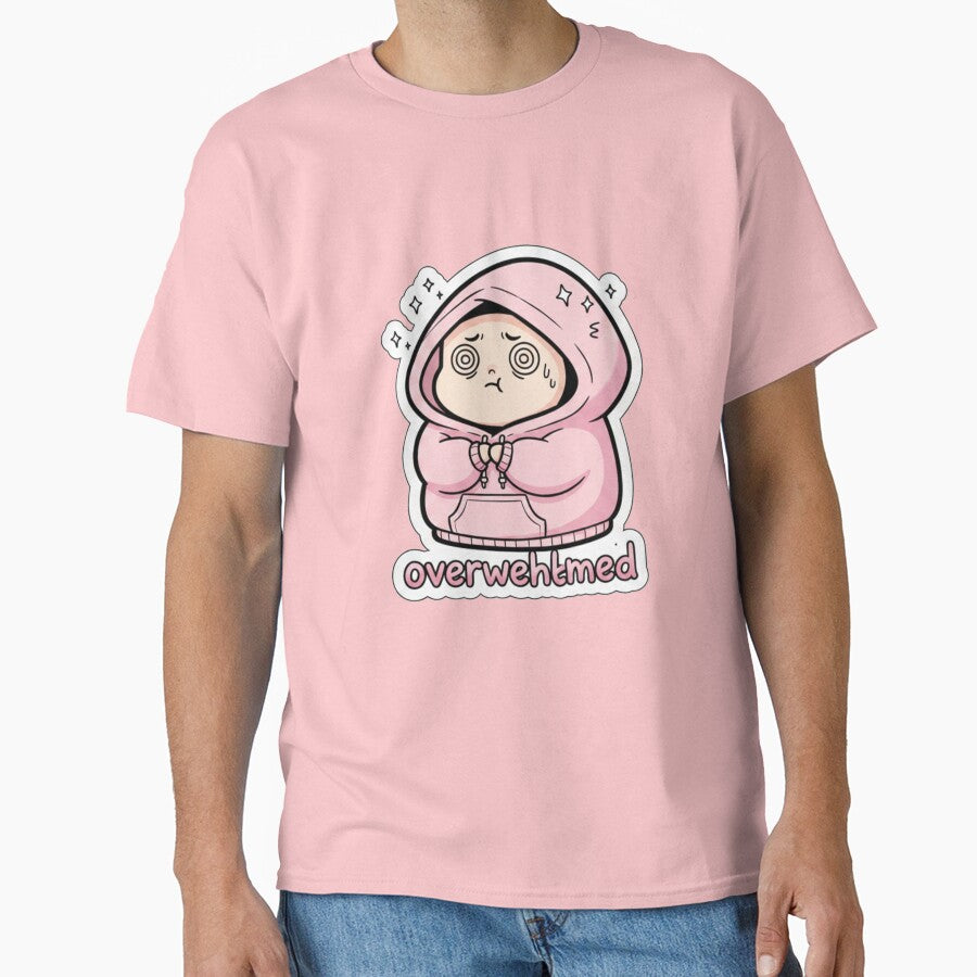 Cute Overwhelmed Chibi Sticker - Pastel Pink Hoodie Aesthetic by Allanfeatures