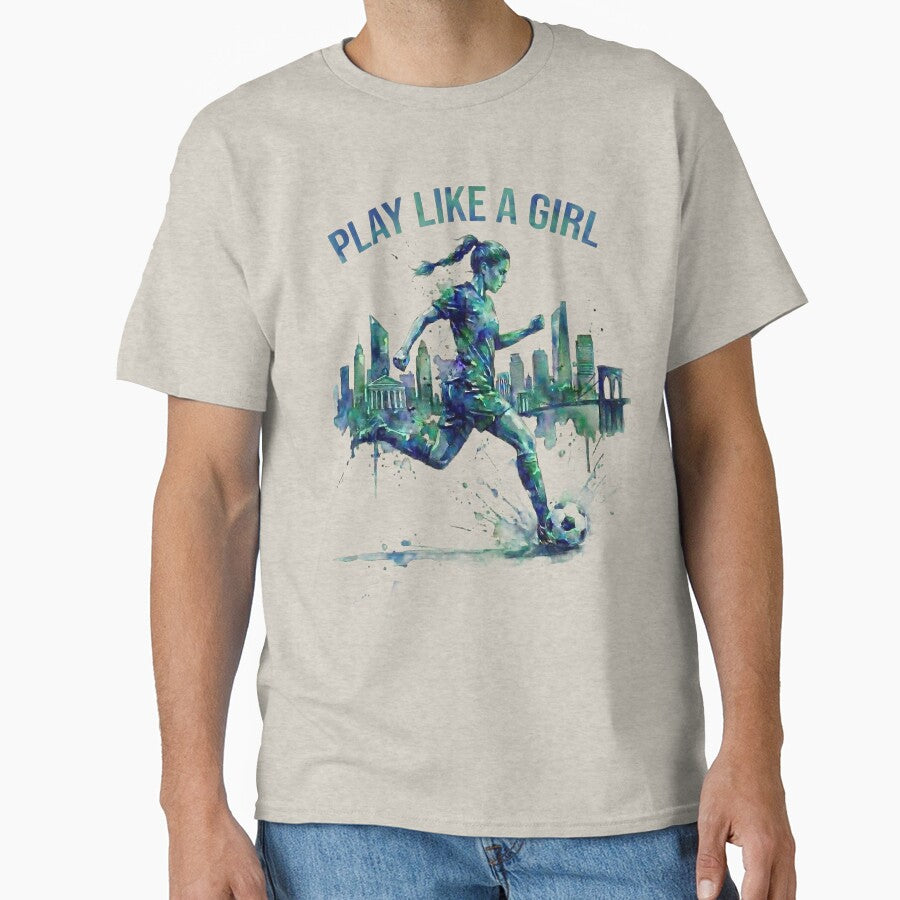Play Like a Girl NYC Soccer Watercolor Art by laughingshirts