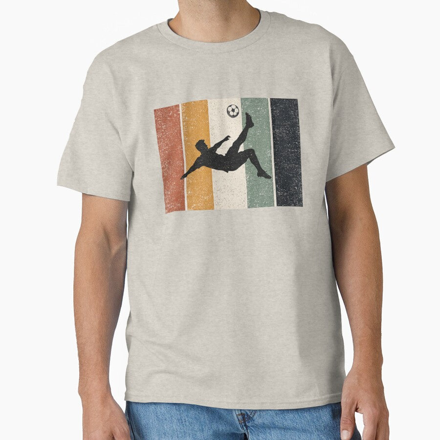 Vintage Soccer Bicycle Kick Retro Football Player Silhouette Graphic Shirt Design by InvictusVault