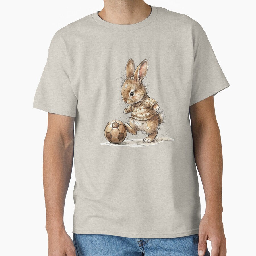 Cute Watercolor Bunny Rabbit Kicking Soccer Ball Art by BreezifyDesignStudio