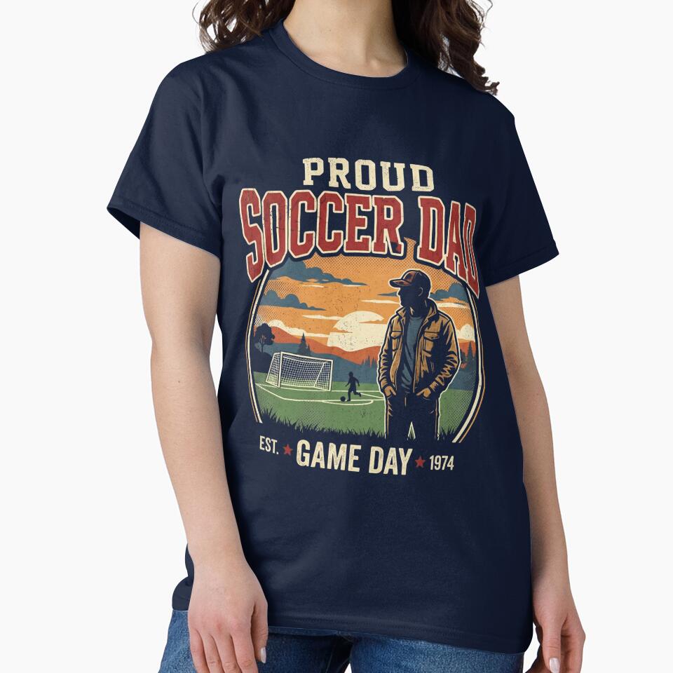 Proud Soccer Dad – Retro Game Day Soccer Parent Shirt by Pigmentra