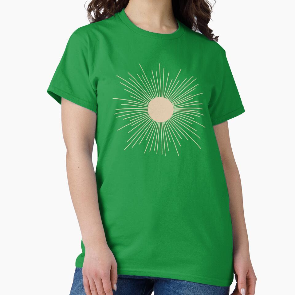 Mid-Century Modern Retro Minimalist Sunburst in Mid Mod Beige and Olive Green by kierkegaard