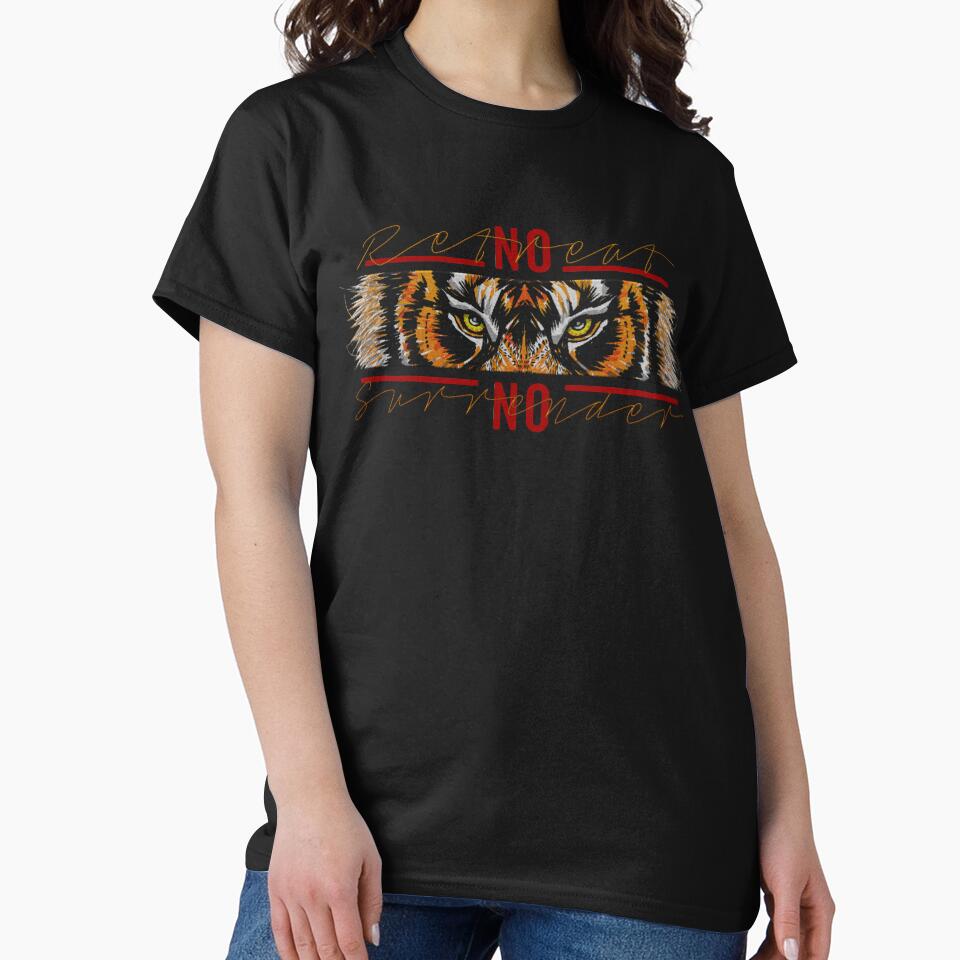 eye of the tiger - no retreat no surrender (motivational quote) embroidery iron patch textured graphic artwork by hayrpictures