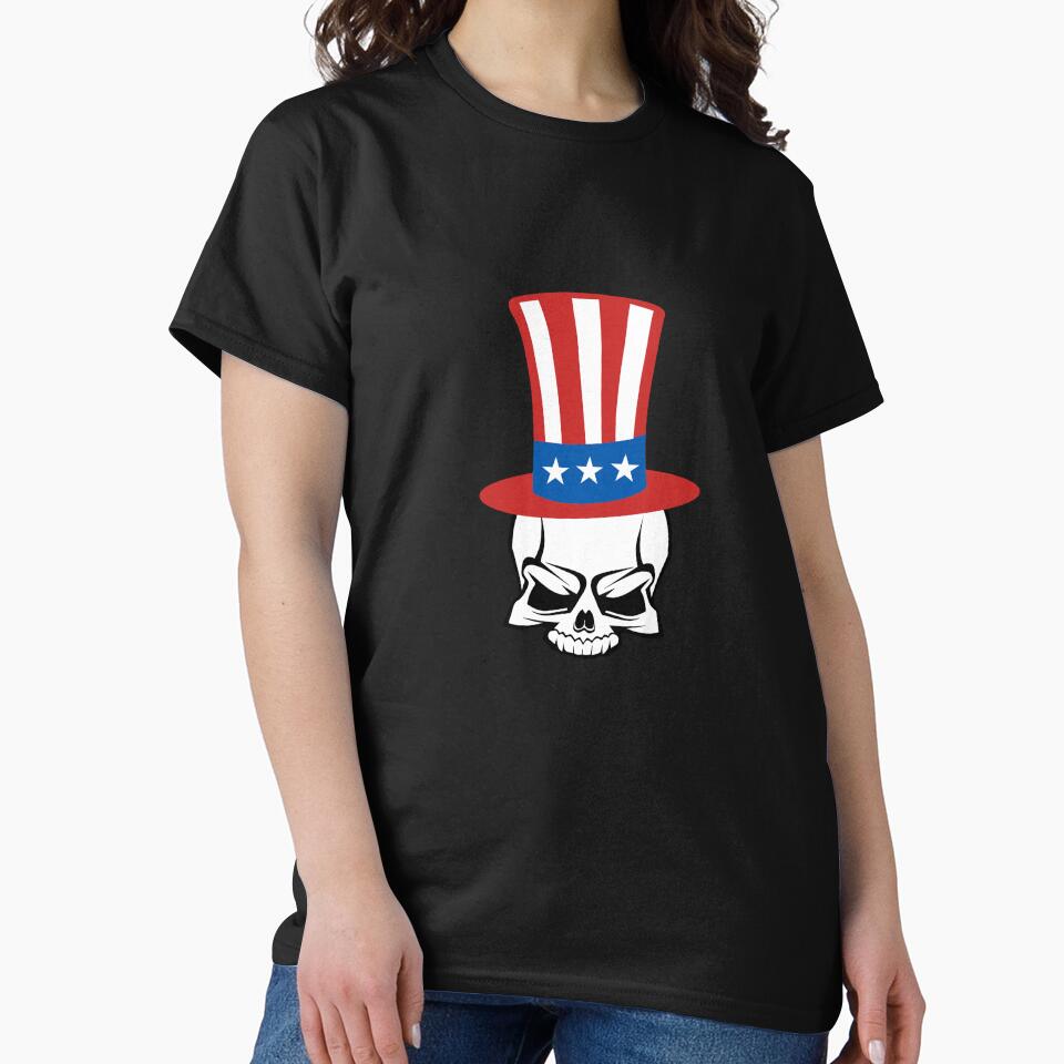 USA Hat on Skull T-Shirt for Men and Women by AllStarMerch