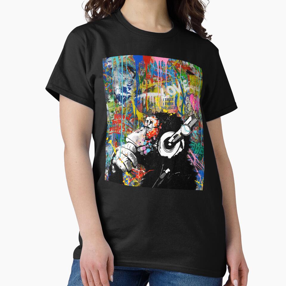 Monkey Thinker - Banksy Urban Contemporary Colorful Street Art -  DJ Chimp by WE-ARE-BANKSY