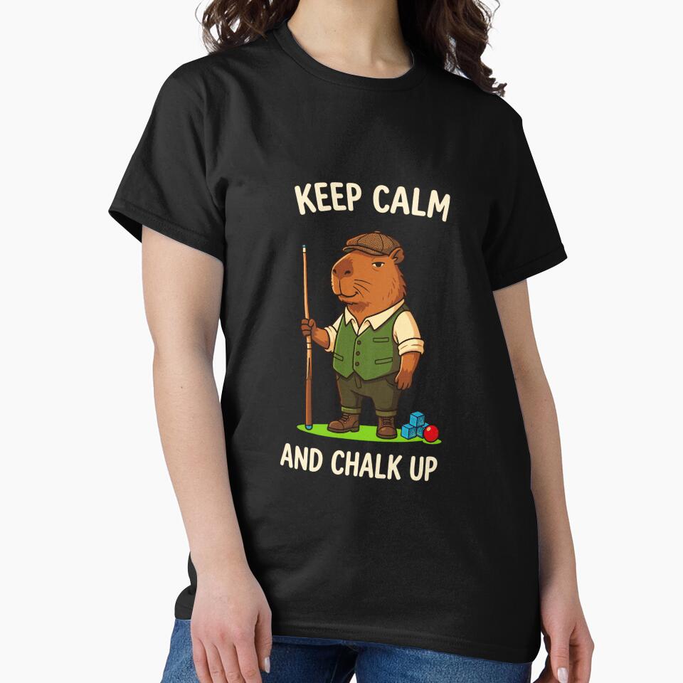 Keep Calm and Chalk Up Cute Capybara Pool Billiards by JoyJRamos