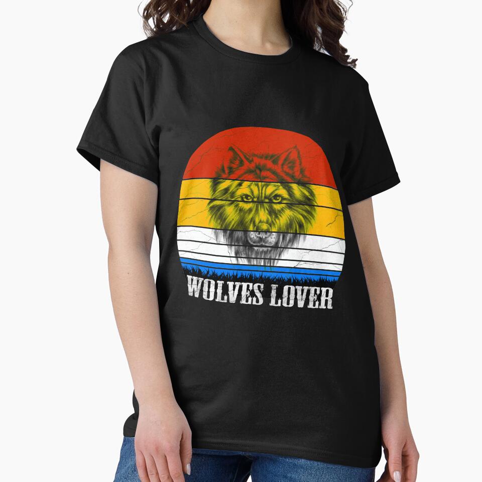 Wolf T Shirt, Men's T-shirt, Unisex Tshirt, American Apparel Crew Neck, Cotton T-shirt, Howling Wolf, Wolves Tshirt, Animal Print Tshirt by hamoudaatm3