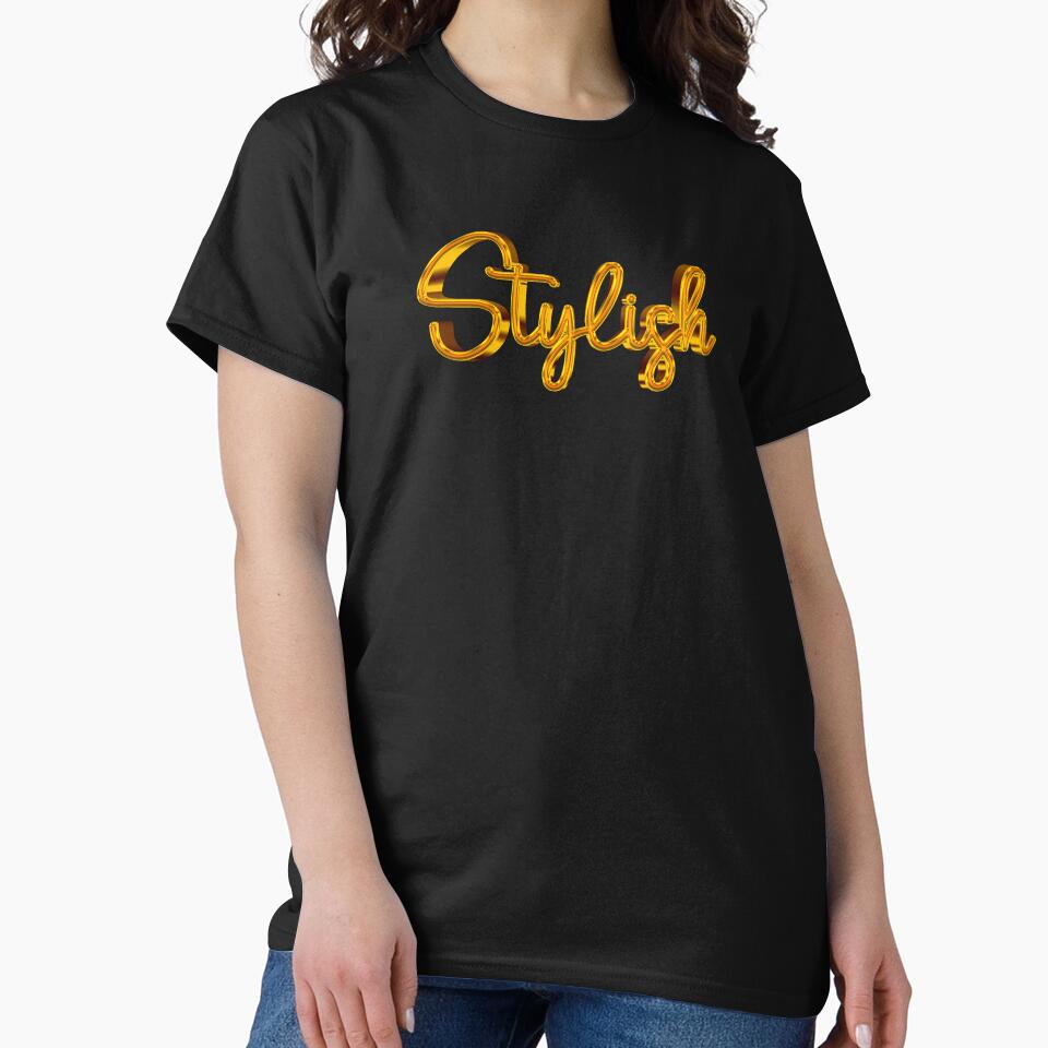 The Word Stylish in Shiny Gold Script Typography by Cawaiico