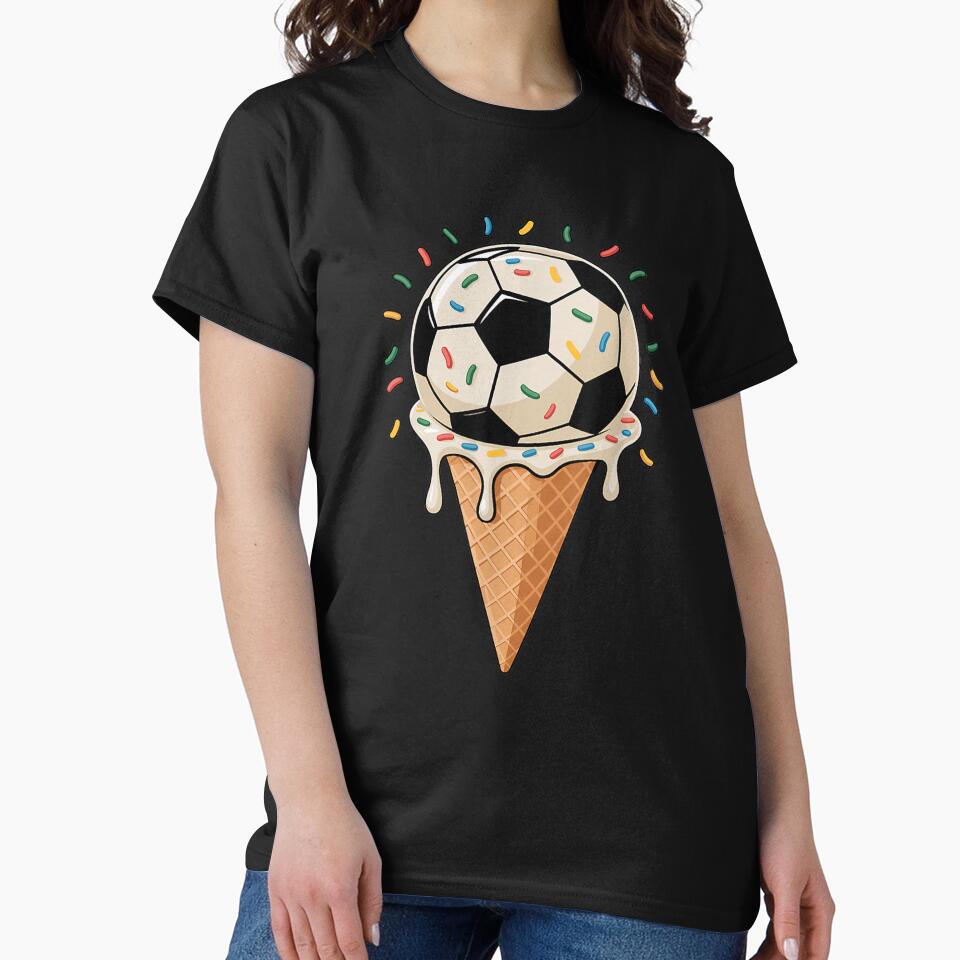 Funny Soccer Ice Cream Cone Summer Sports Player Melting Soccer Ball Design by kiralynstration