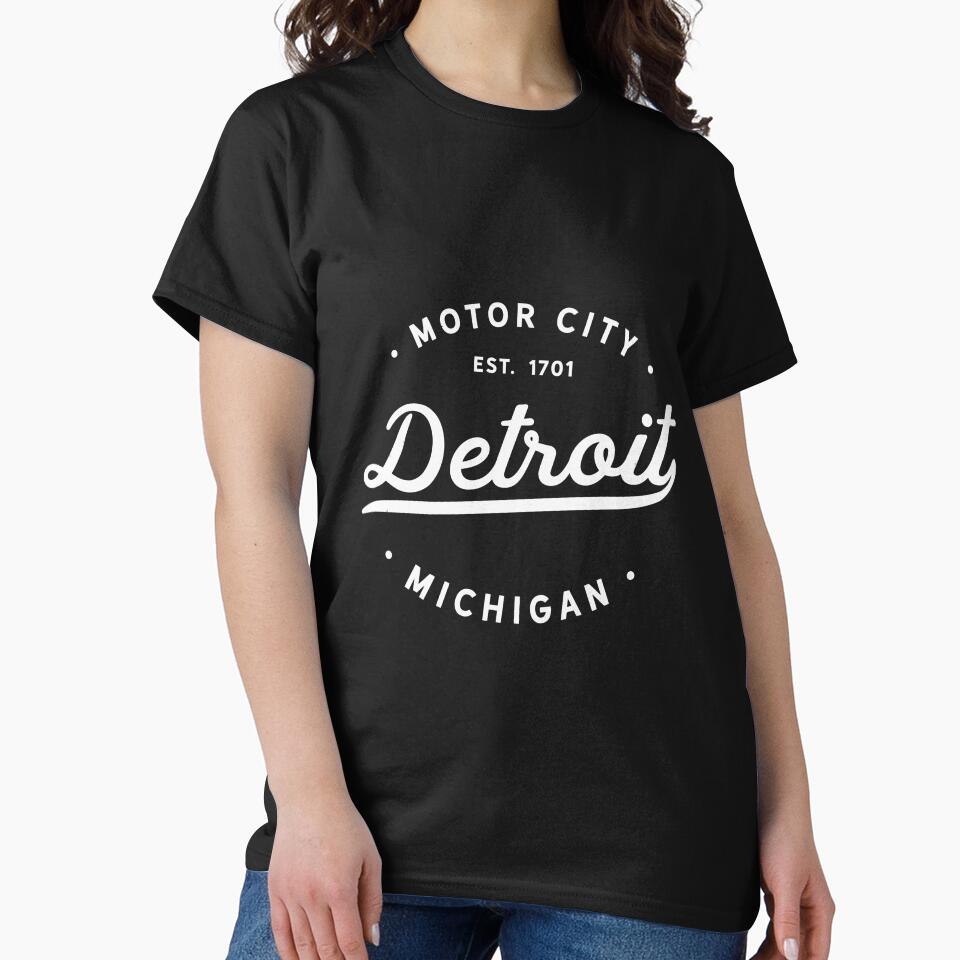 Classic Retro Vintage Detroit Motor City Long Sleeve Shirt by pourvasecandi