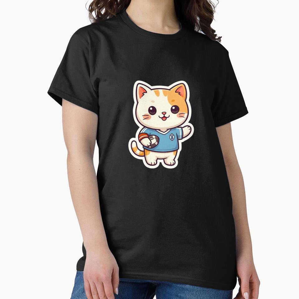 Cute Football Cat Sticker | Kawaii Soccer Kitty Cartoon | Sports Fan Animal Design by Pandey14