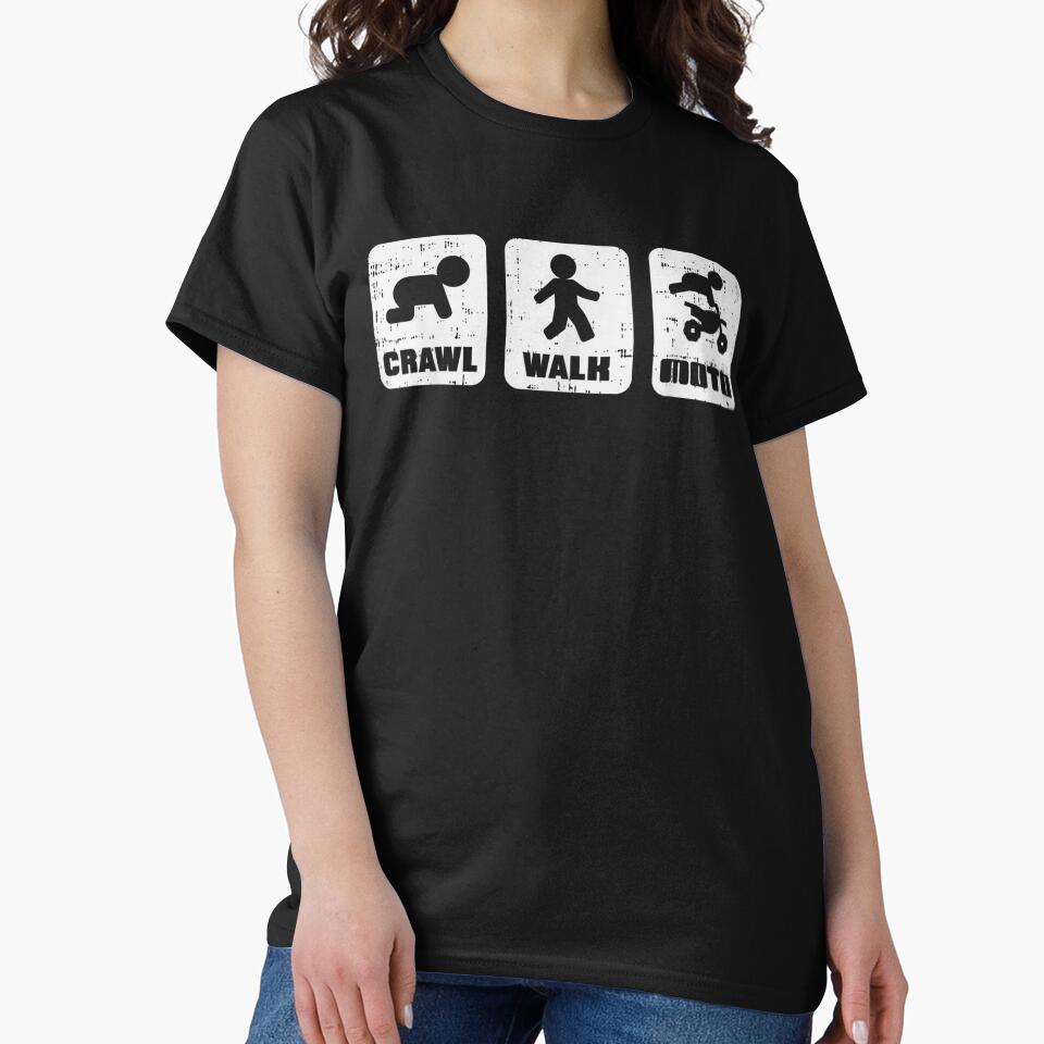 Crawl Walk Moto Funny Motocross Dirt Bike Track Racing Gift, Basic Novelty, Graphics by YehorStore