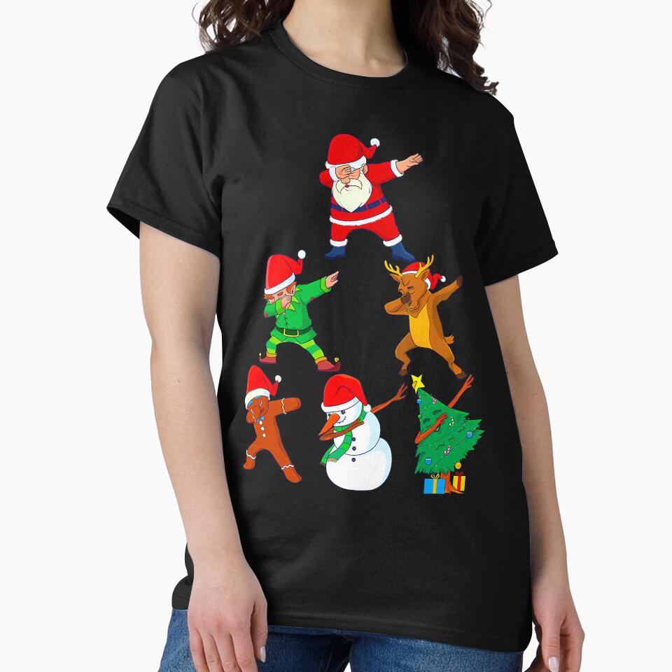Dabbing Santa Elf Friends Christmas 	 Short Sleeve Funny Xmas Dab by anzaladamoyev