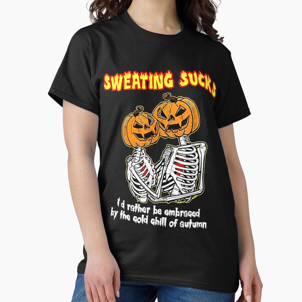 Sweating Sucks Skeleton Halloween Couple Skeleton Pumpkin by leshiarivers