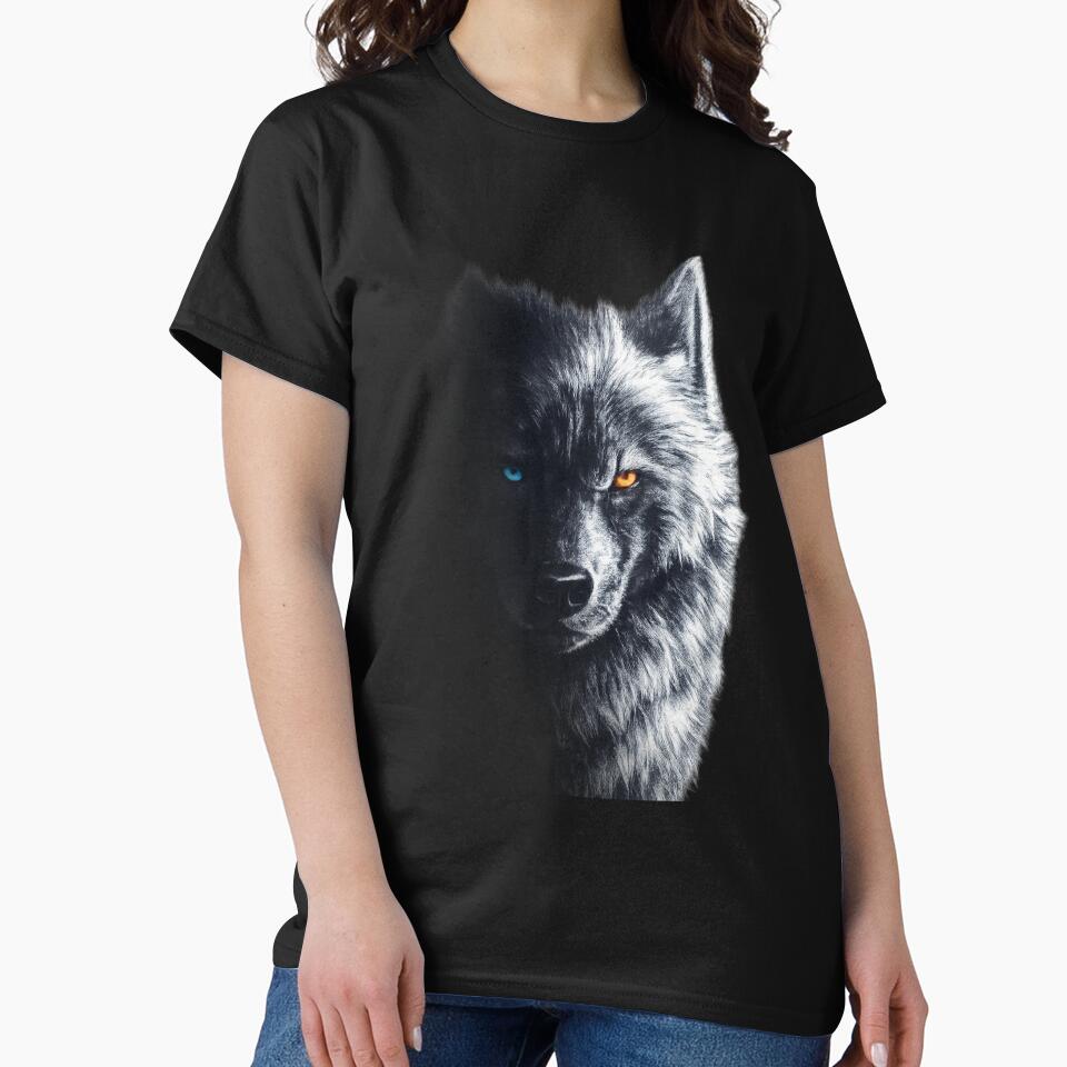 Half Shadow Wolf – Glowing Blue and Orange Eyes by AmitBhambri