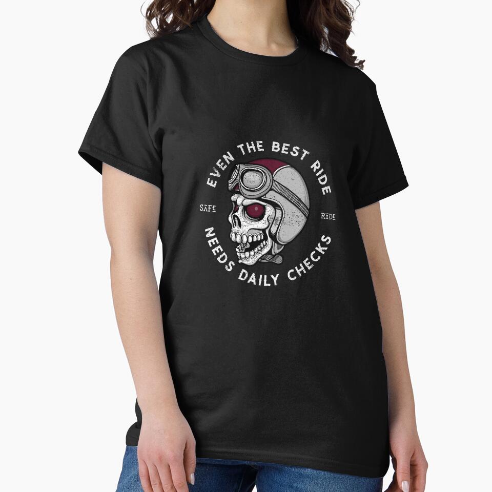Bikers Motorcycle Skull Rider Safe Ride - Daily Checks Design by GrungeGarage