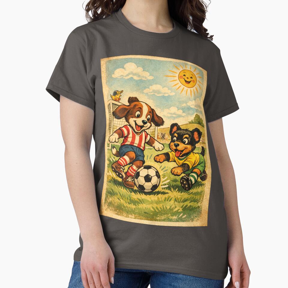Football Puppies – Funny dogs playing football (vintage) by Mauswohn