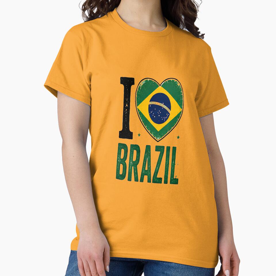 I Love Brazil Retro Distressed Flag Heart Heritage by PACS0011