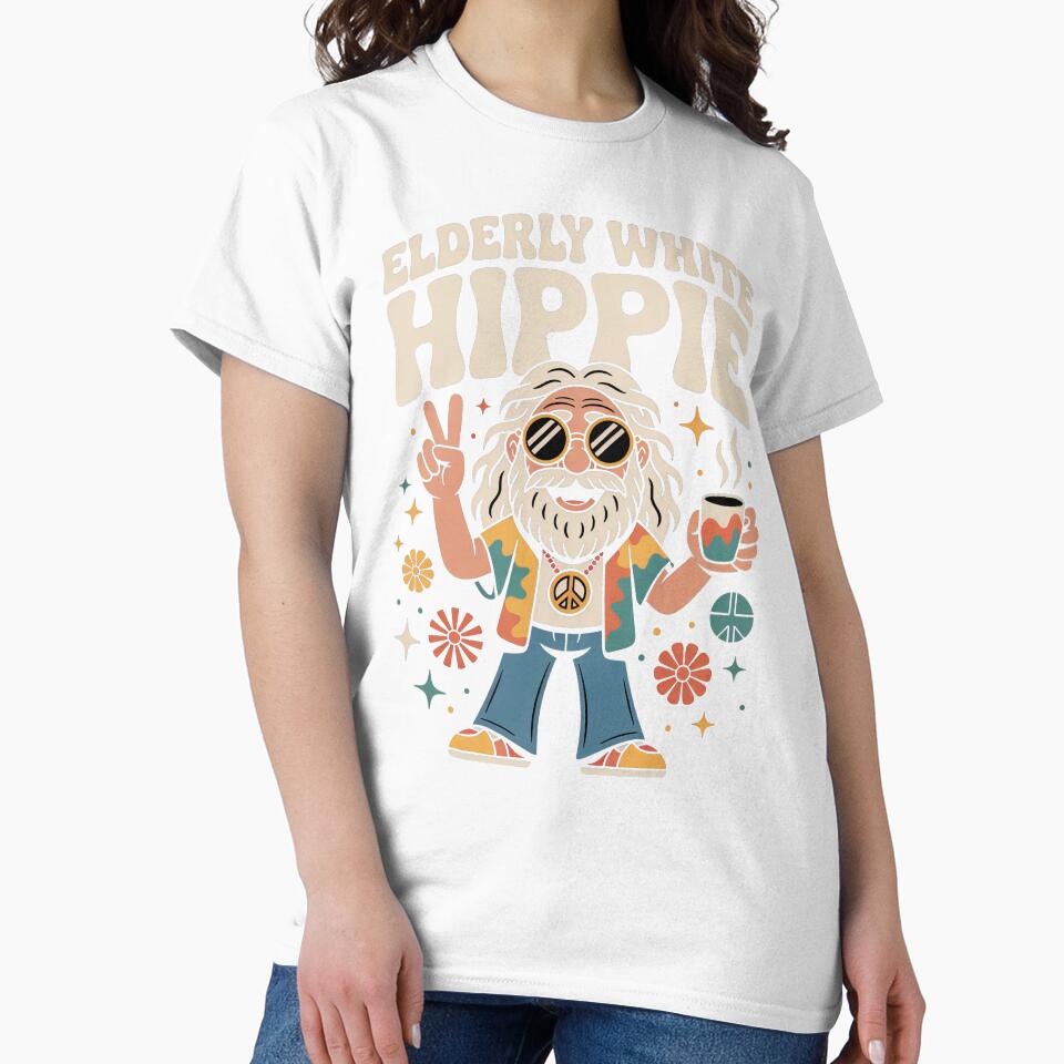 Elderly White Hippie Retro Design – Peace and Love Vintage Style by PosiMCreations