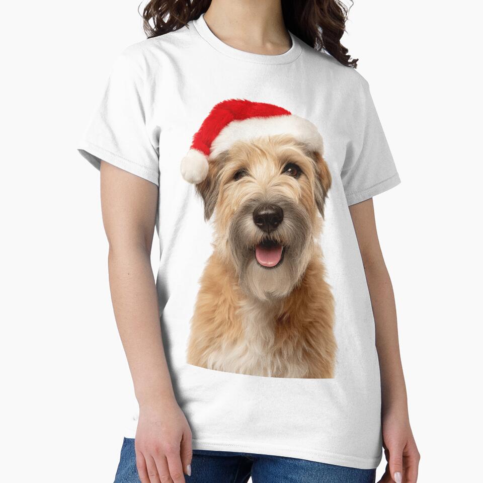 Soft Coated Wheaten Terrier with Christmas Hat – Festive Wheatie dog Xmas Design by LazyOwlStore