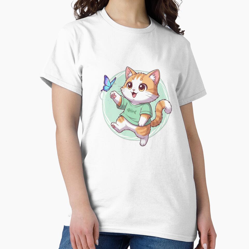 Cute Happy Cat Playing with a butterfly by aqua1001