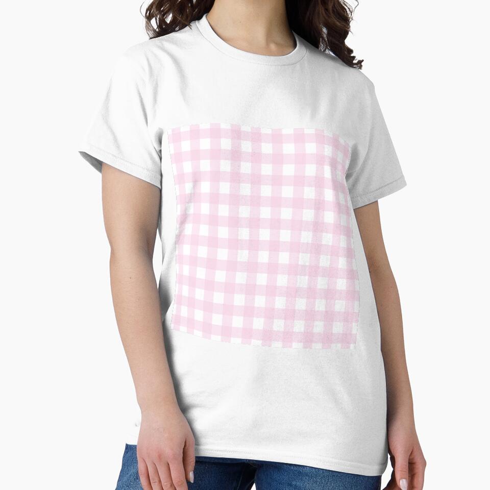 Soft Pink And White Stripe Check Plaid Pattern by IZiets