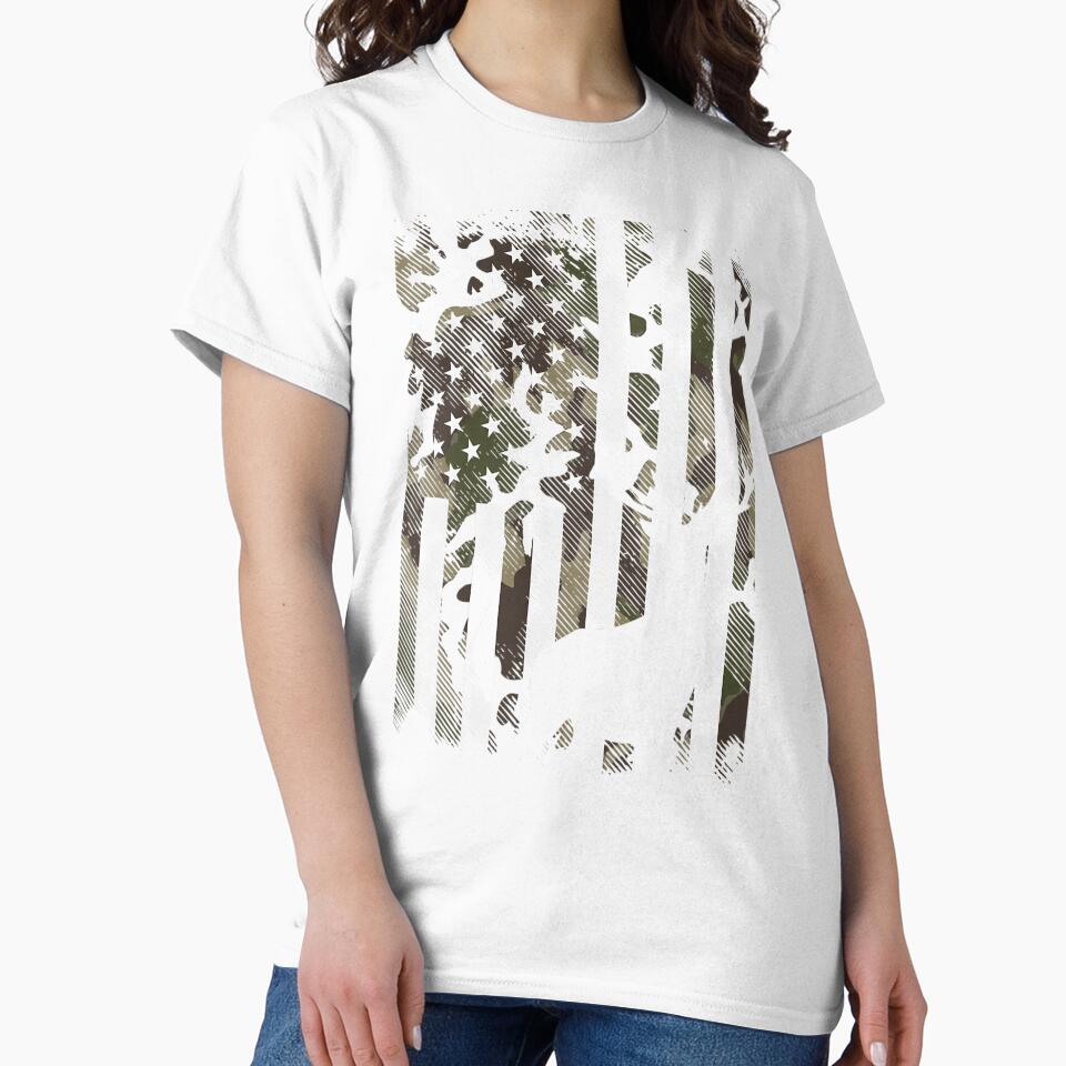Camo US Flag Deer Elk Buck Camoflage Hunting Hunter Dad 	 Short Sleeve by cichhvenuu23