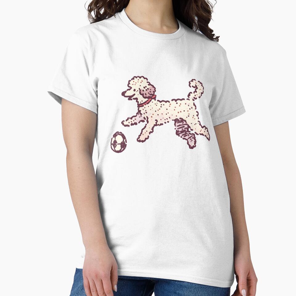 Soccer Football Poodle, playful retro stipple illustration by Magnificent Lizard