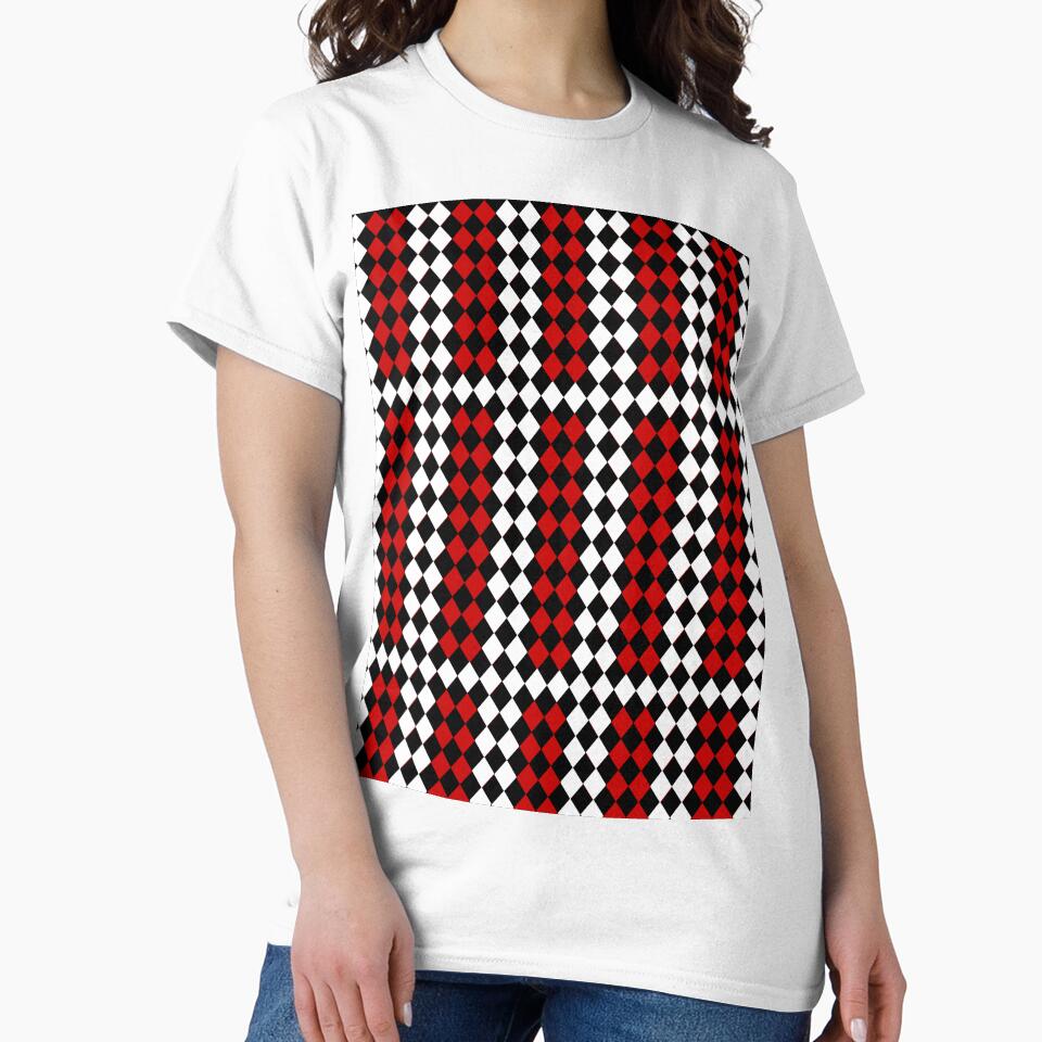 Diamond Harlequin Pattern – Red Black White Argyle by Zaya_art