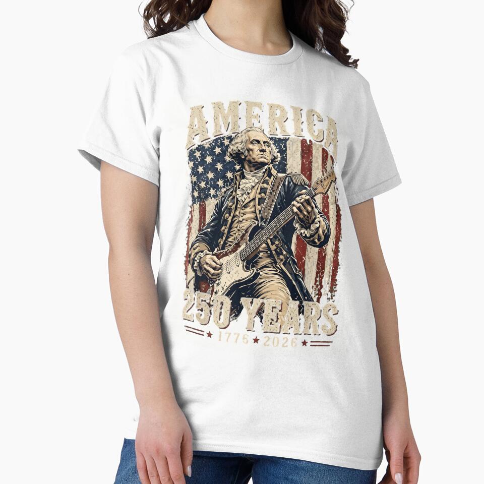 George Washington Rock Star America 250 Years 1776-2026 Patriotic Vintage by haitrieuic96