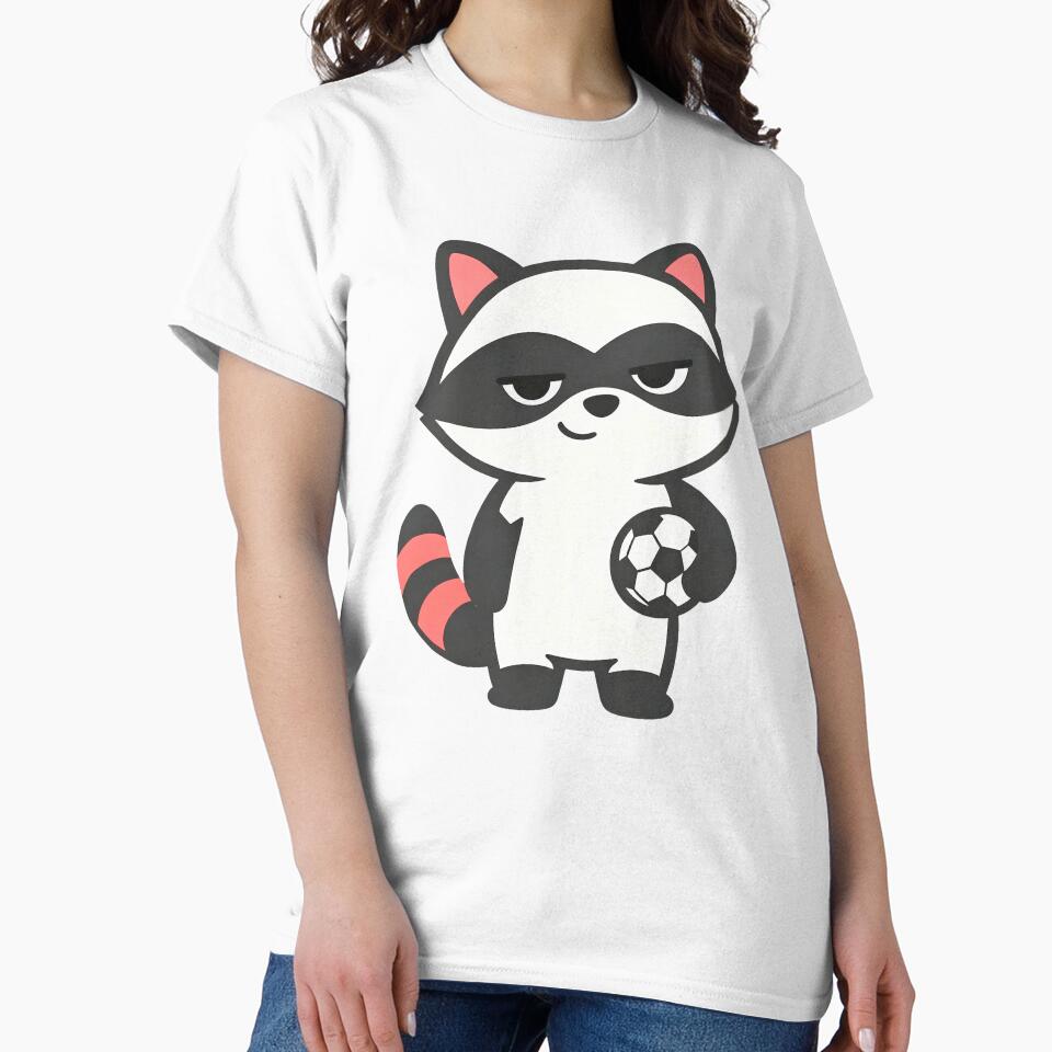 Trash Panda Baby Raccoon Soccer Cute Minimal Cartoon Animal Family Design by DreamyTupelo