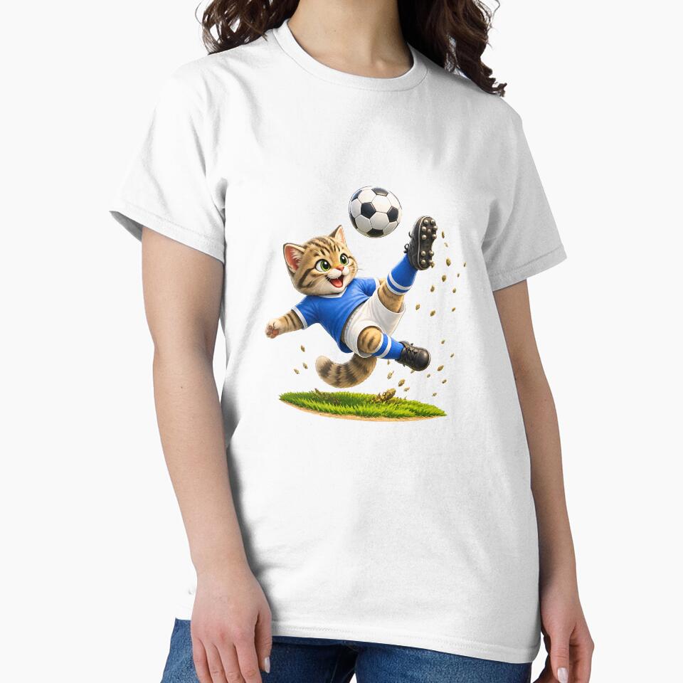 Cute Soccer Cat Bicycle Kick Design - Funny Football Kitten by XingXingJia