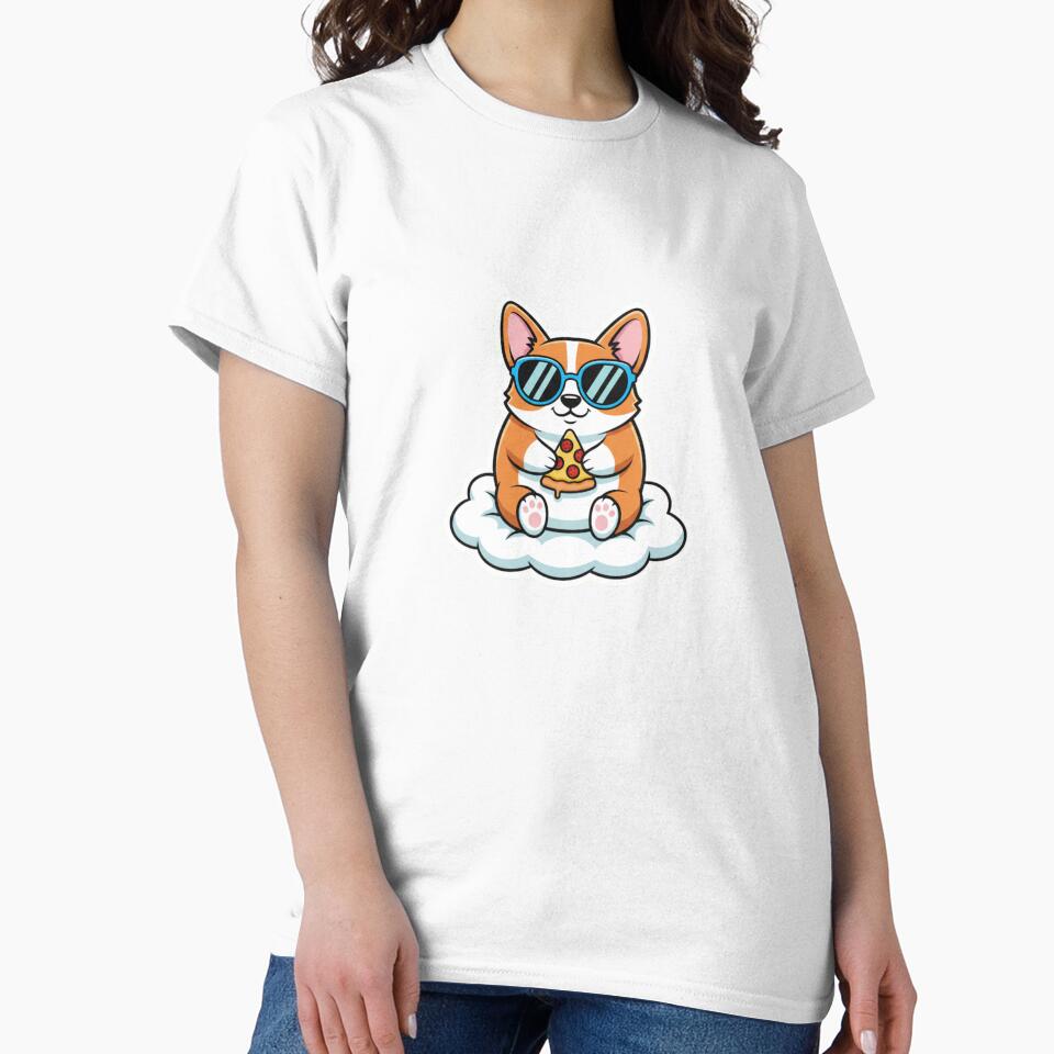 Chubby corgi wearing oversized sunglasses by AIlstickersBRL