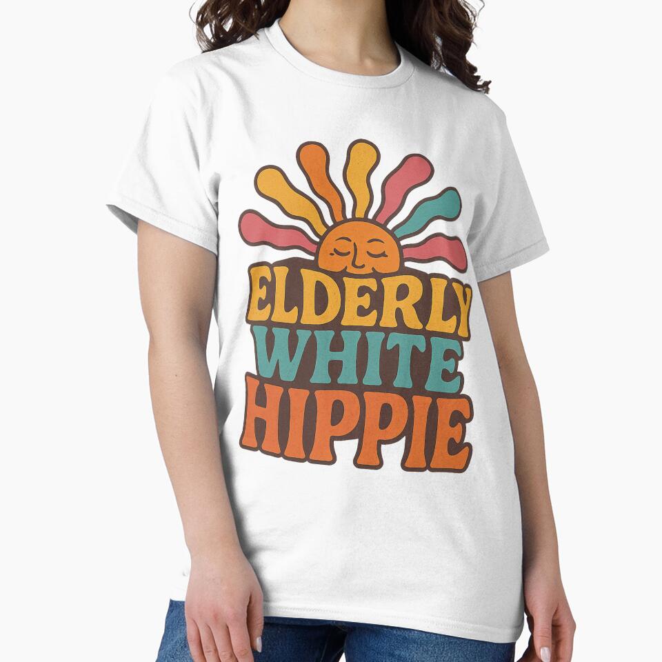Elderly White Hippie Trending Funny Saying Hippie Men Women by NightWisdom