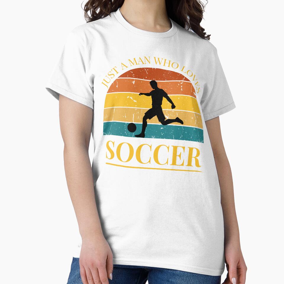 Soccer Just a Man Who Loves Soccer Football Retro Sunset by FreeMind-Design