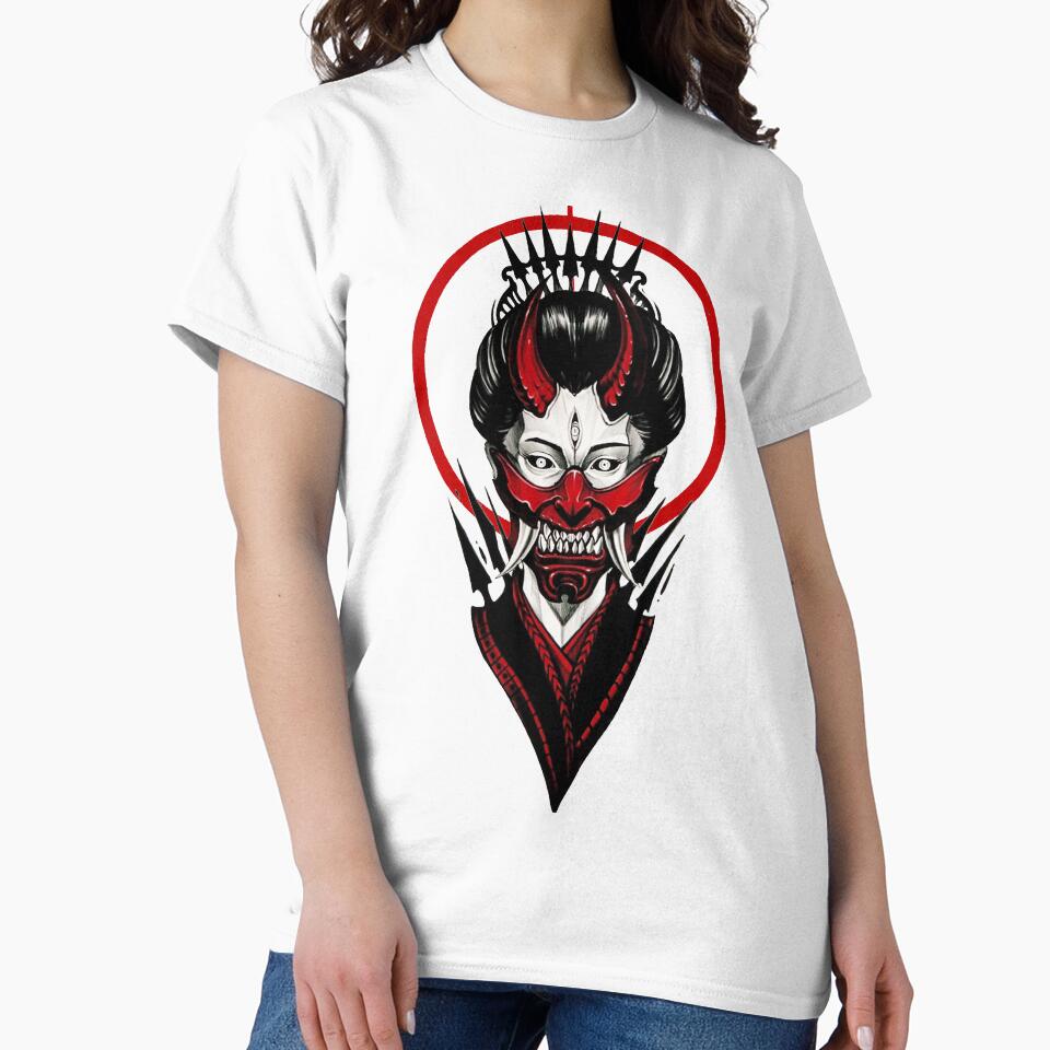 Japanese Geisha Samurai Black and Red Illustration by OWLvision33