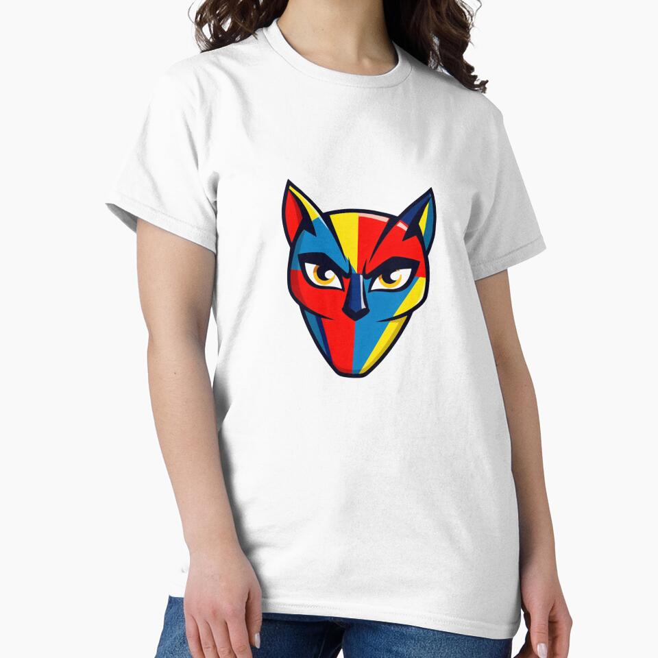 Football Cat Face | Colorful Soccer-Inspired Abstract Cat Design | Sports Lover Graphic Tee by Nexahubonline