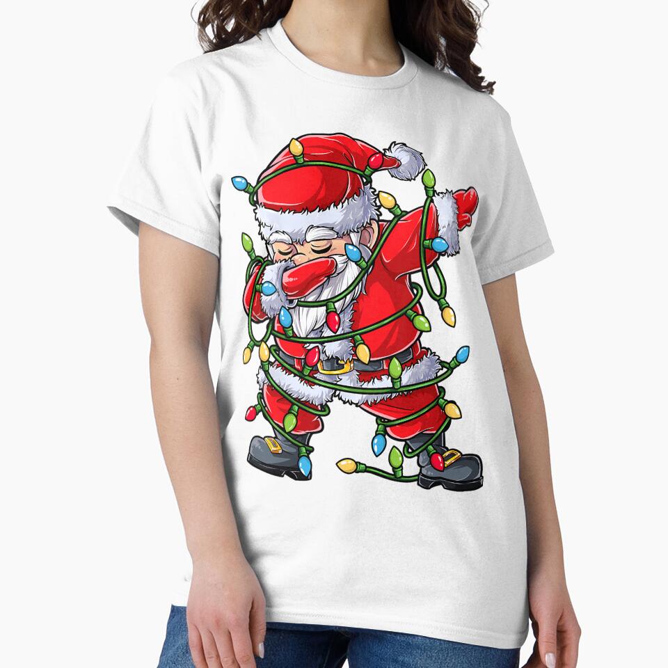Dabbing Santa Christmas Tree Lights Xmas 	 	 Kids Dab Short Sleeve 	 Black by maissgulnari