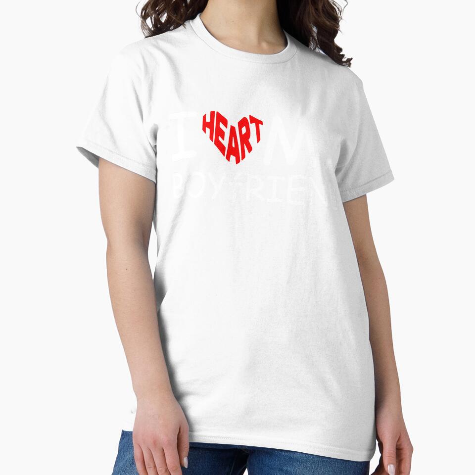I Heart My Boyfriend Unisex Heavy Cotton Tee, Cute Gift for Him, Valentine's Day Shirt, Everyday Casual Wear, Love T-Shirt by wydstell