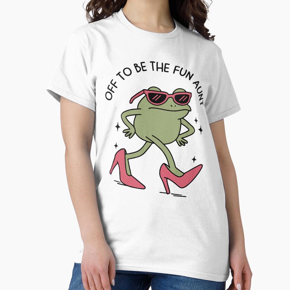 Off to Be the Fun Aunt Pregnancy Reveal Gift, Funny Frog Future Aunt Shirt, Baby Announcement for Sister, Humorous Pregnancy Reveal, Quirky Animal Aunt Humor by gunaone-design