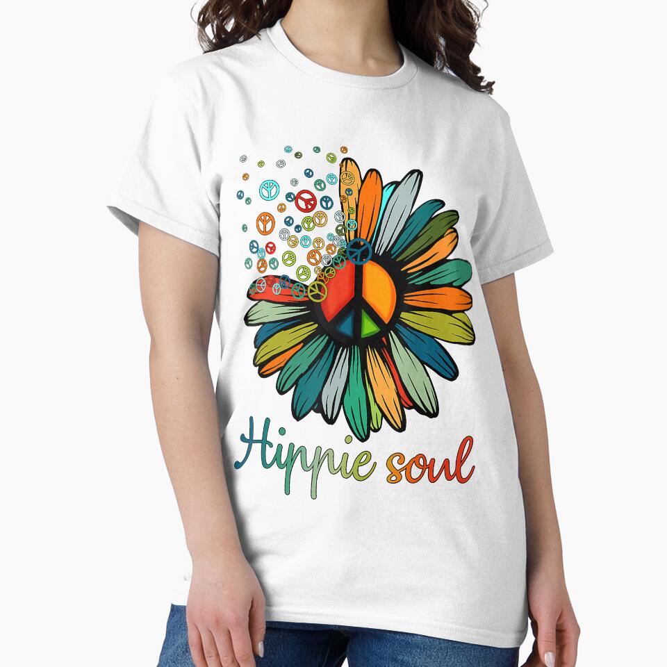 Daisy Peace Sign Hippie Soul Tshirt Flower Lovers Gifts by AntonetteSimo