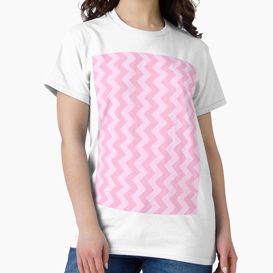 Pink Lace Pink and Cotton Candy Pink Vertical Zigzags by ColorsPatterns
