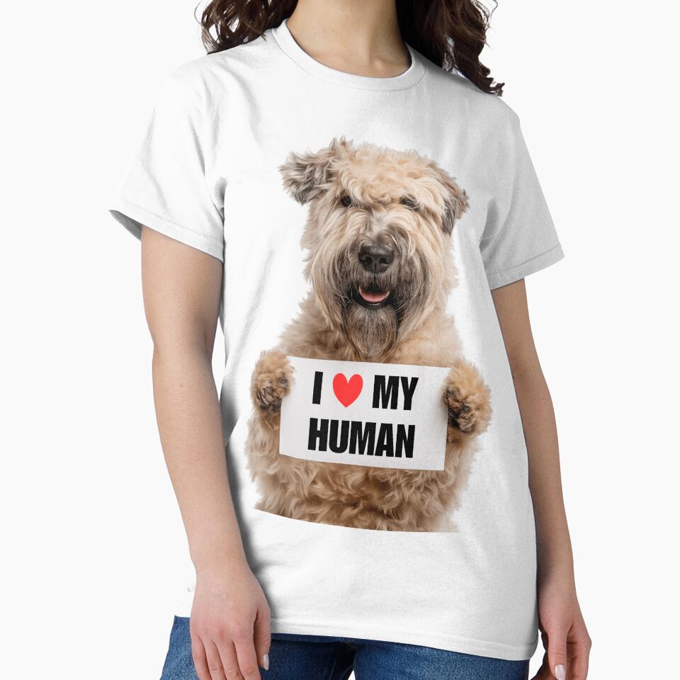 Cute Soft Coated Wheaten Terrier with Signboard I love my Human by LazyOwlStore