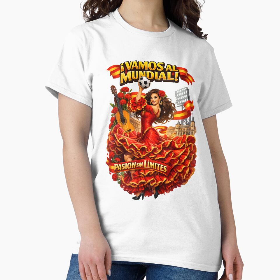 Spanish Flamenco Football Fan Shirt – Unique World Cup 2026 Supporter Design by Retro Arabica