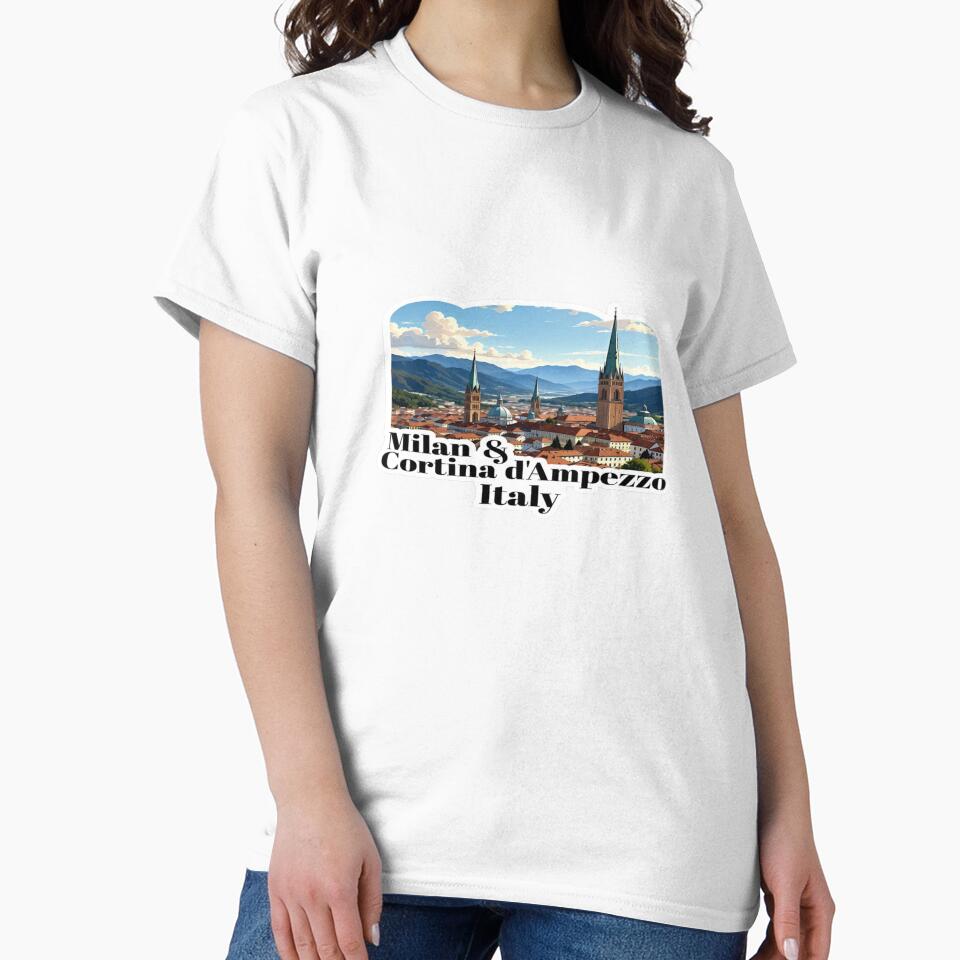Milan & Cortina d’Ampezzo Italy Skyline – Scenic Travel T-Shirt & Sticker Design by Sushikidsntod