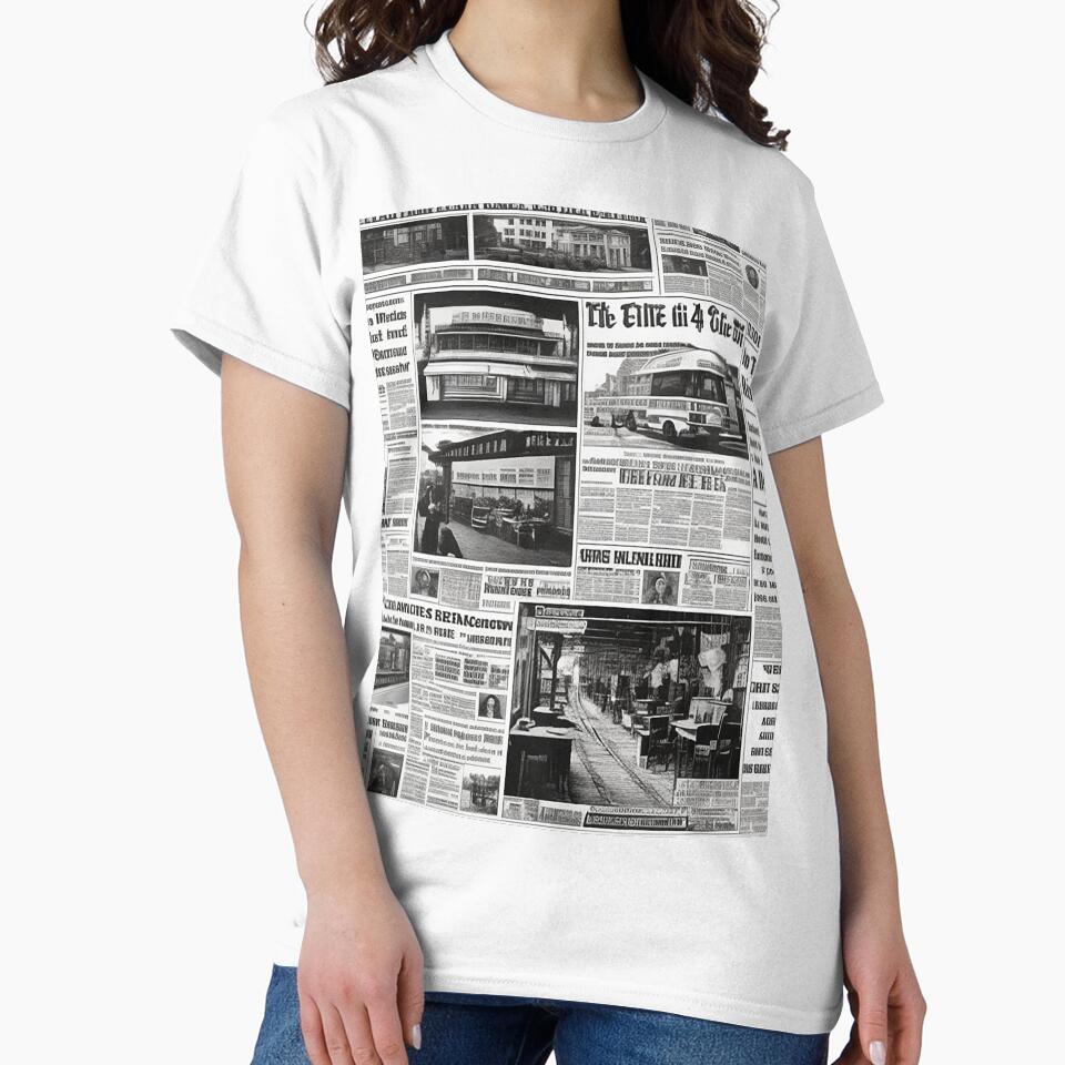 Old daily newspaper journal magazine black and white retro urban style by Carlos Gudino