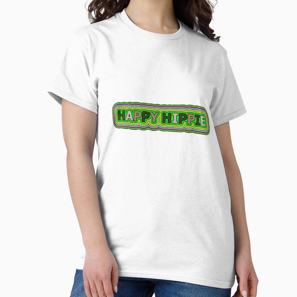 Happy Hippie Words Hippie Vibes Retro Lines 4 of 4 by Beachy