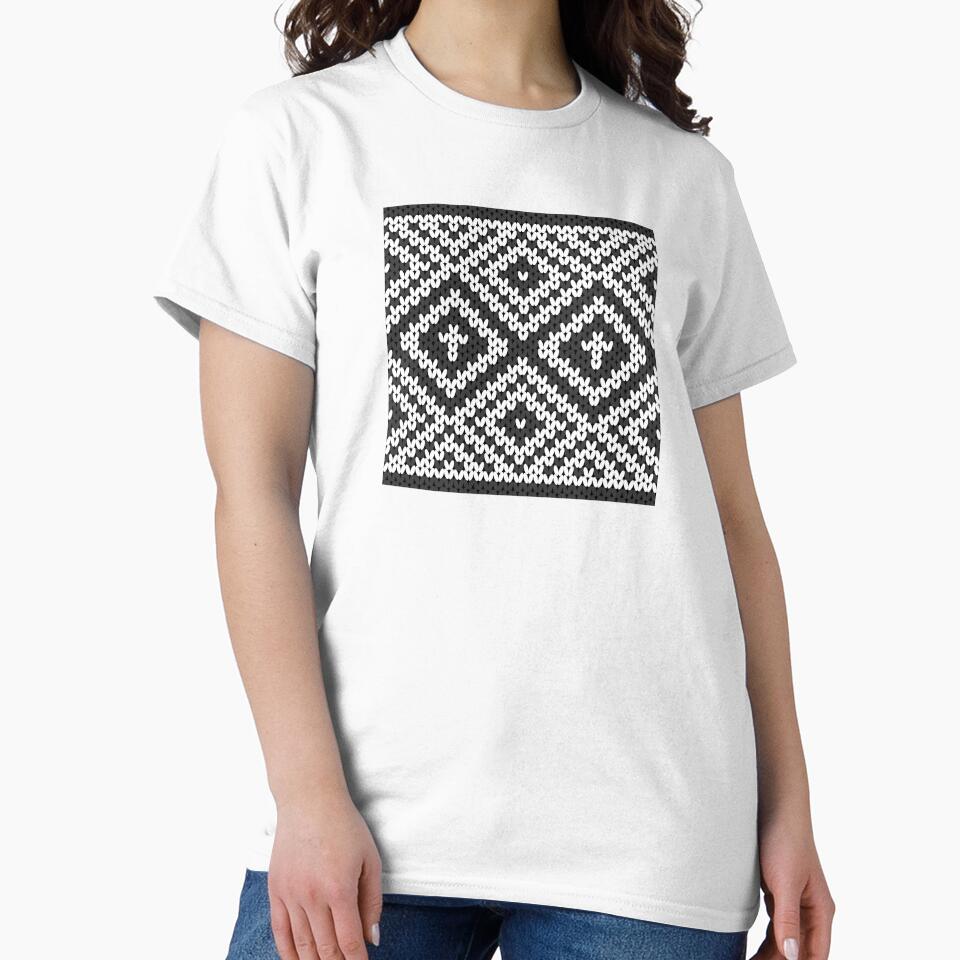 A contemporary ethnic style of black and white knitted square pattern. by Nengsang